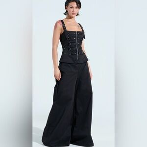 New AKIRA cotton lightweight metal detail sleeveless wide leg jumpsuit size S